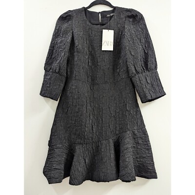 zara black textured mini dress Zara Dresses