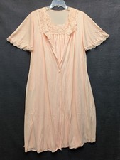Vintage Lorraine Peach Nightgown  Robe Set Peignoir Set Granny Core 80s Size M