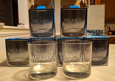 LOT OF 6 Vintage Bacardi Rocks Glasses, NEW, w Boxes c 1997
