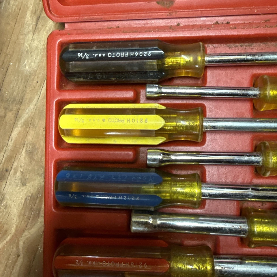 Proto Nut Driver Set 7 Pcs Solid Round Shank 3/16” 11/32 1/4” 5/16 3/8 7/16 1/2” - Image 3 of 4