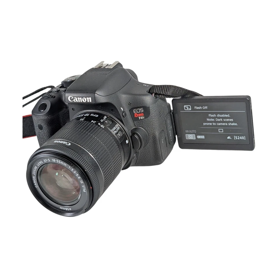 Canon Rebel EOS Rebel T6i DSLR con lente IS STM 18-55 mm - Kit con bolsa 🔋✅OBTURADOR BAJO Foto 4 de 4