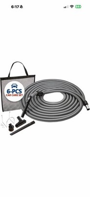 Ultimate Car Care Central Vacuum Attachment Set with 50FT Hose & Tools
