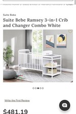 Suite Bebe Ramsey 3 in 1 Convertible Baby Crib and Changer in a Natural Finish
