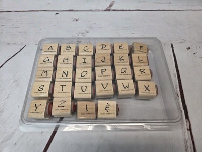 Stampin' Up BrushStroke Alphabet 2001 Wood Mounted Rubber Stamps Upper/Lowercase