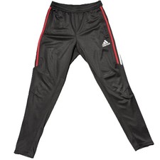 Adidas Track Pants Youth Boys M Black Ankle Zip Straight Leg Windbreaker Striped