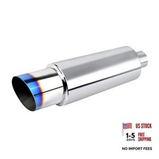 2" Exhaust Muffler, 2" Inlet OD 3" Outlet Stainless 2" Inlet 3" Outlet Blue