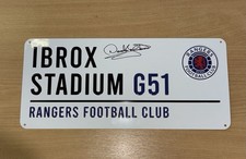 Derek Johnstone Hand Signed Ibrox Stadium Street Sign
