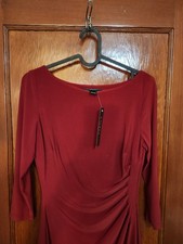 Lauren Ralph Lauren Red Ruched Sheath Dress 3/4 Sleeve Sz 2 Brand New with Tags