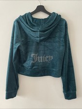Juicy Couture Y2K Velour Cropped Zip Up Hoodie Size L