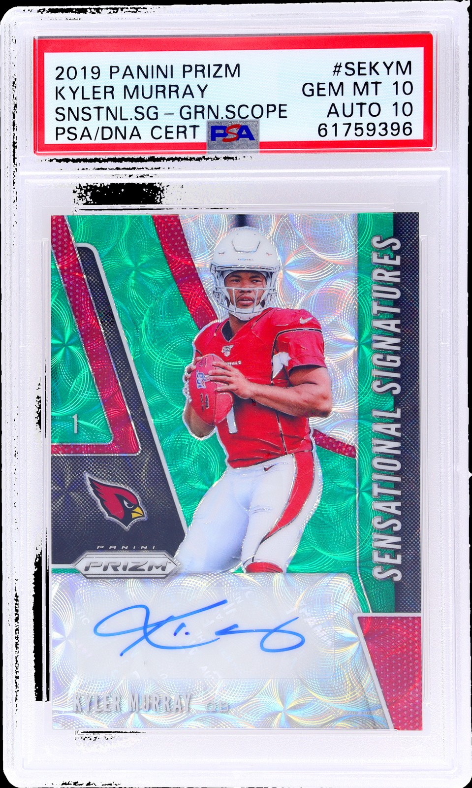 2019 Panini Prizm Sensational Signatures Green Scope Kyler Murray /75 /41 PSA 10