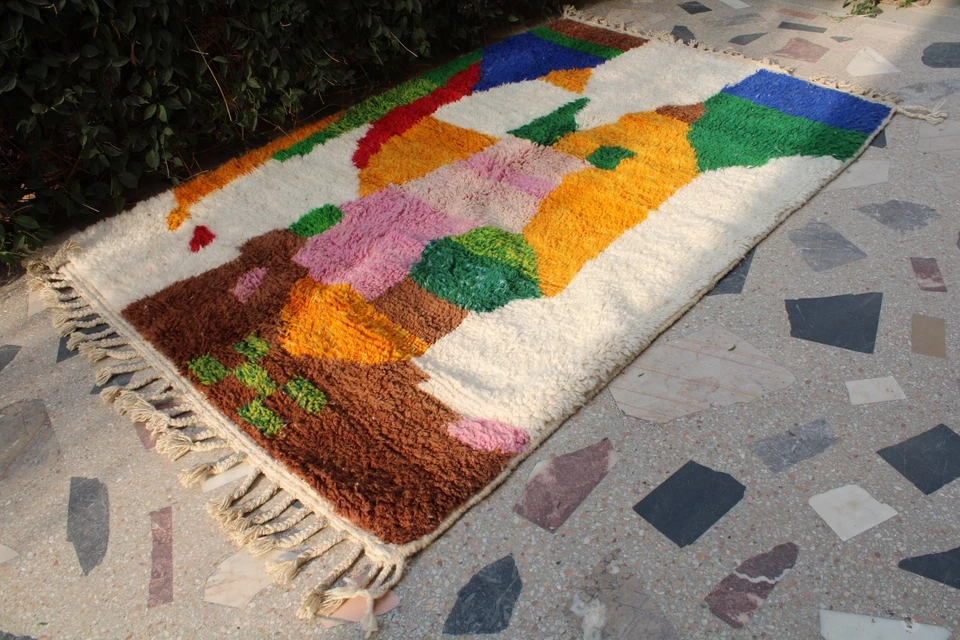 Alfombra beni ourain, alfombra de lana tribal alfombra de área vibrante alfombra atlas alfombra bereber moderna Foto 3 de 4