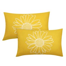 Spring Summer Daisy Flowers Lumbar Pillow Covers 12X20 Inch Yellow Floral Blo...