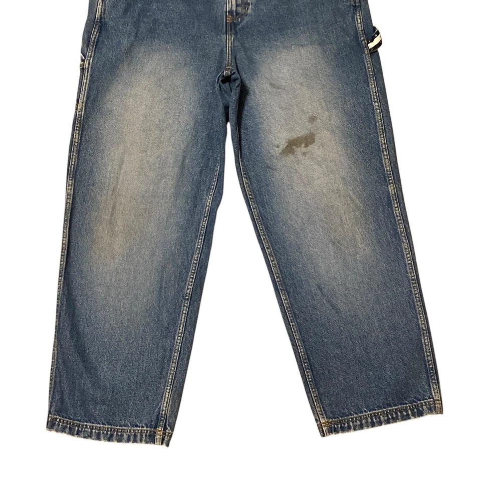 Macacão jeans vintage anos 90 Tommy Hilfiger masculino grande azul logotipo solto hip hop - Imagem 4 de 4