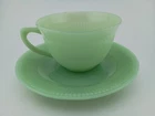 Fire King Jadeite Green 1950's Ribbed Coffee Tea Cup And Saucer Jane Ray Kitchen