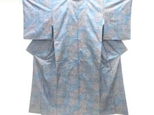 7619722: JAPANESE KIMONO / UNUSED / SILK / DORO OSHIMA TSUMUGI / WOVEN LEAVES