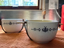 (2) Big Bowls and Chopstick Set with Designs Front & Back by Wandering Moon