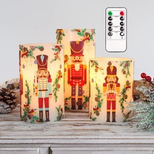 Nutcracker Christmas Flameless Candles Battery Operated Flickering LED Candle...