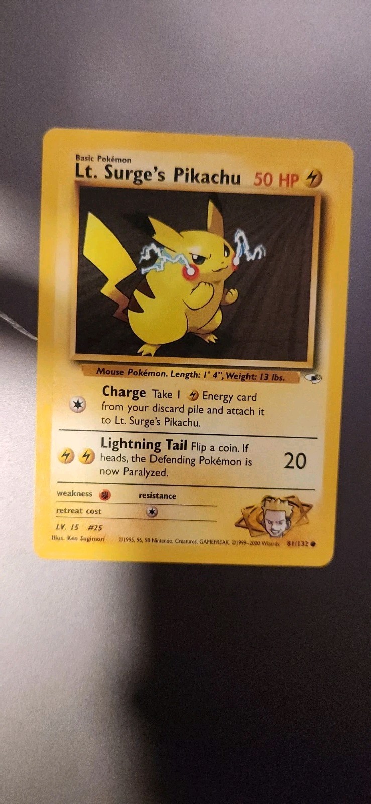 Lt. Surge's Pikachu - 81/132 - Pokemon Gym Heroes Unlimited Card WOTC NM