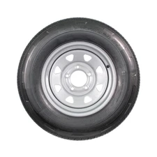 eCustomrim Radial Trailer Tire On Silver Rim ST205/75R14 Load Range C 5 Lug O...