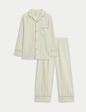 Marks & Spencer Boys Cotton Long sleeved Pyjamas in Green Mix - M&S
