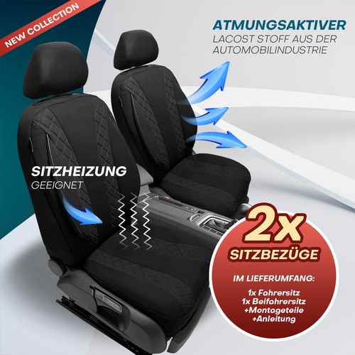 2x Sitzbezüge passend für Mercedes Citan W415 ab 2012-2021 (Schwarz) - Bild 3 von 12