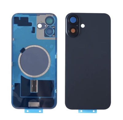 Für iPhone 16 Rückseite Backglas Akkudeckel mit Rahmen & Magneten - Schwarz
