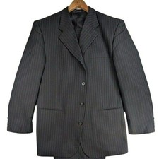 Bert Pulitzer 44L Black Pinstripe 100 Wool Single Breasted Blazer Made in India