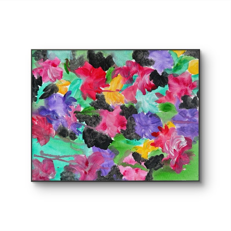Original Abstract Flowers Painting Modern Textured Canvas Wall Decor Art 11x14
