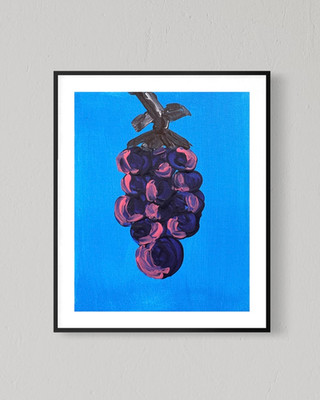 ORIGINAL Art Grapes 8x10 Canvas Expressionism Colorful Fruit Art