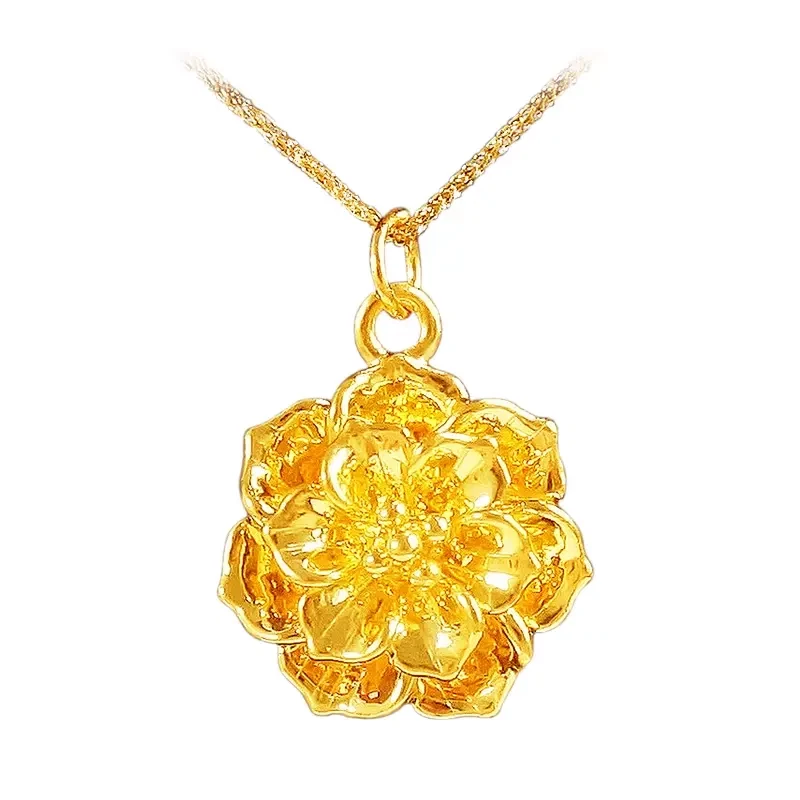 Colgante flor de la suerte 3D regalo mujer oro amarillo puro 999 24K 0,5-0,6 g 1 pieza Foto 3 de 4