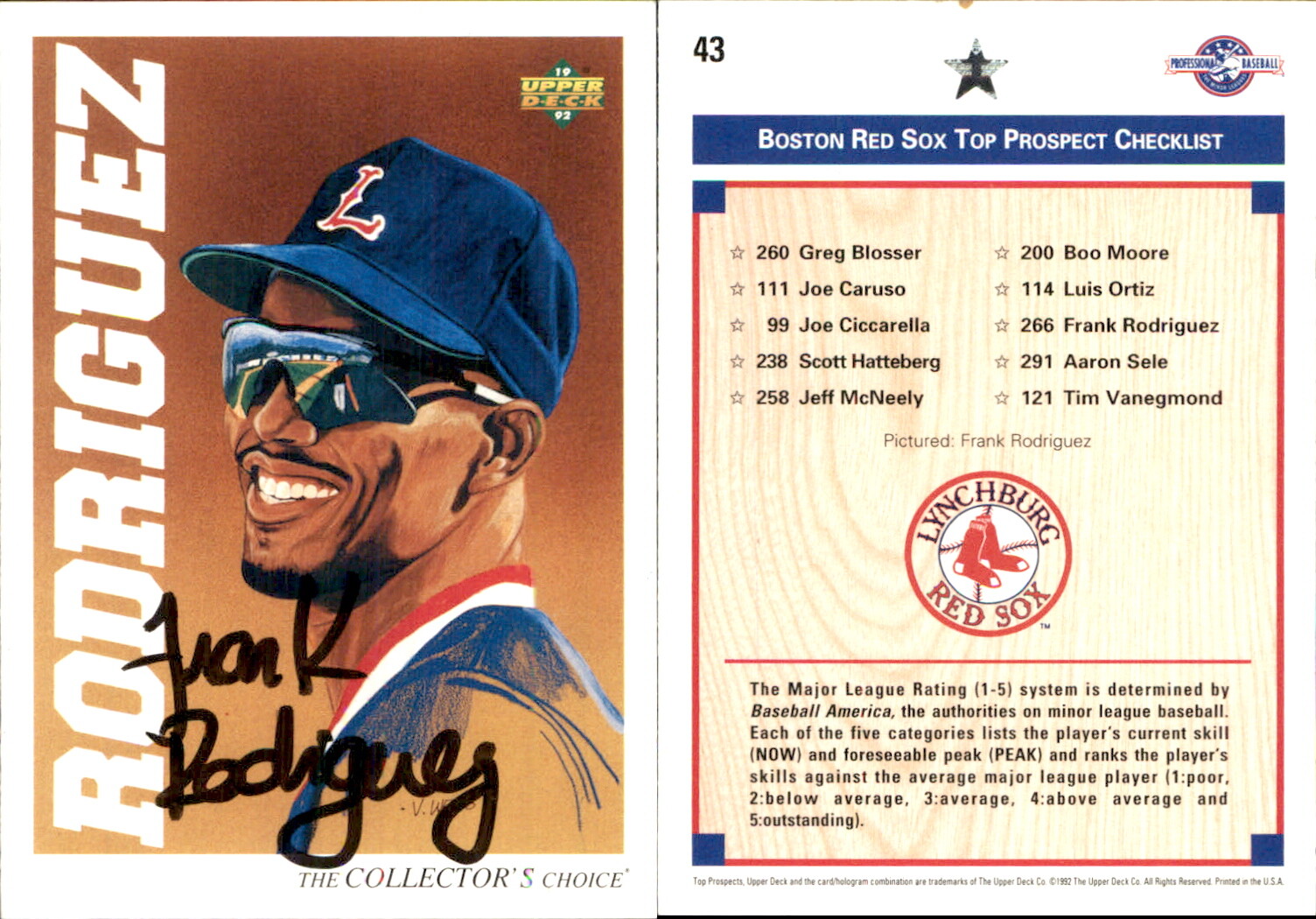 Frank Rodriguez Signed 1992 Upper Deck Minors #43 Card Lynchburg Red Sox Auto AU