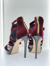 Identita 41 13cm Sexy Sandals Burgundy Suede leather platform high heel