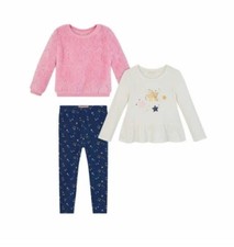 BCBG Girls Kids 3 Piece Plush Set, Size: 4T Pink/Navy Set-NWT still in package