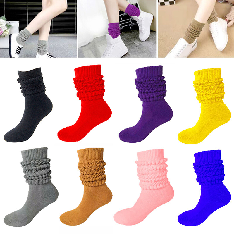 SAOLA Damen Socken Baumwolle Zerknautscht Kniehoch Extra Lang Und Schwer Socken Sol ↑