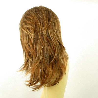 Perruque Femme - Couleur Châtain Clair Mèches Blond Doré Et Cuivré - Taille Moyenne, Semi-longue, Synthétique