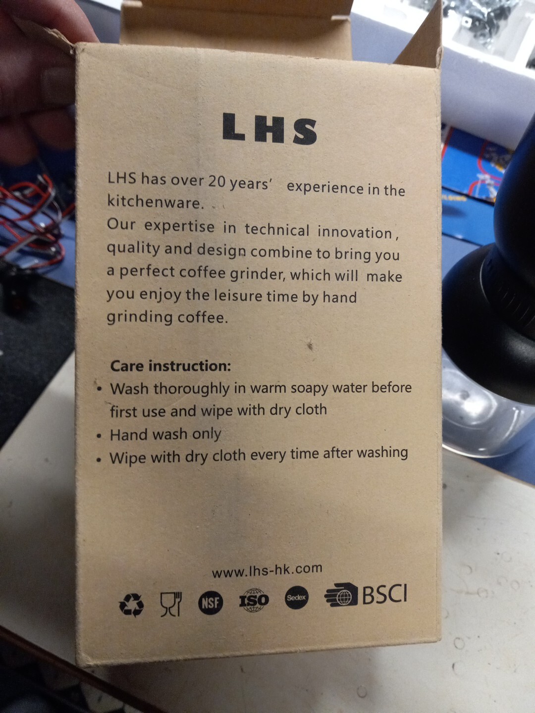 LHS Manual Ceramic Coffee Grinder Stainless Steel Mobile Hand Crank