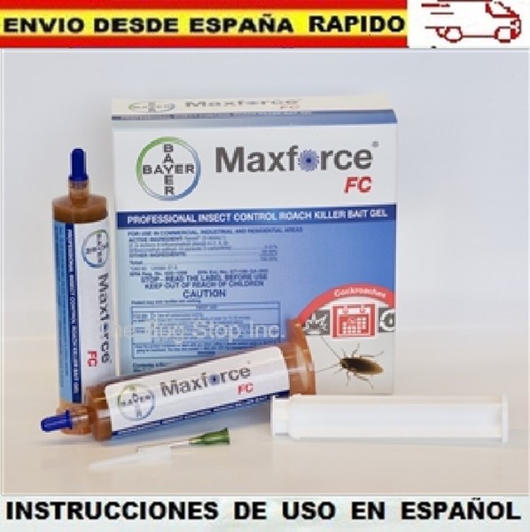 2 TUBO JERINGAS MAXFORCE FC ORIGINAL BAYER ELIMINAR CUCARACHAS GEL 2X30g=(600m2)