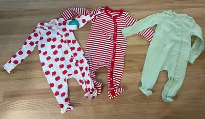 NWT mighty GOODS Set Of 3 Snap Up Baby Footies Sleepers Attached Mittens 6 Month