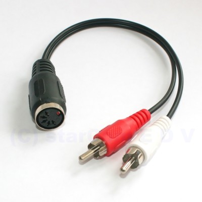Audio-Adapter 2x Cinch RCA Stecker > 5-pol DIN-Buchse Diodenbuchse Chinch 20cm