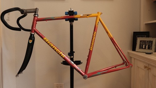 Bianchi Veloce Steel Frameset Carbon Fork 59cm OEM Bars+Stem+Seatpost