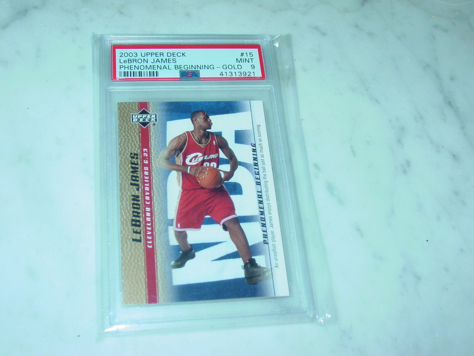 2003 Upper Deck PHENOMENAL BEGINNING GOLD LeBron James (R) #15 PSA 9 LAKERS