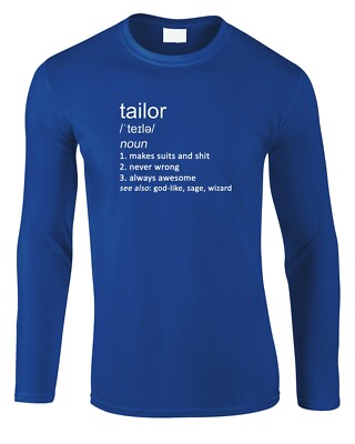 Schneider Herren Langarm T-Shirt Definition Geschenk Maßschneider Anzug Kleidung