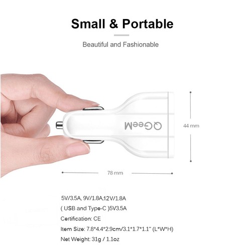 Samochodowa ładowarka USB + PD USBC Quick Charge 3.0 Ładowarka do telefonu komórkowego 2 port USB + PD - Zdjęcie 7 z 11