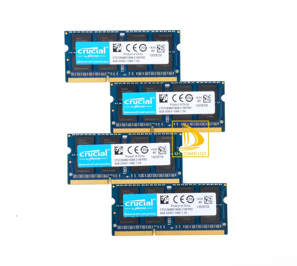 Crucial 4x 4GB 2RX8 PC3-8500S DDR3 1066Mhz SODIMM Laptop Memory RAM 204Pin @dd - Image 2 of 4