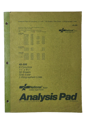 National Brand Vintage 6 Column Analysis Pad 45-506 Lithographed Lines