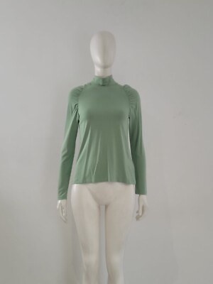 ALIGNE Eleanor Pastel Green Top (M) UK 10 12 EU 38 40 Long-Sleeve Jersey Ruched