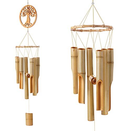 Wooden Bamboo Wind Chimes Sympathy Outdoor Windchimes for Patio Porch