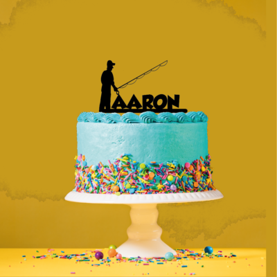 Personnalise Nom Acrylique Cake Topper Pecheur Theme Ebay