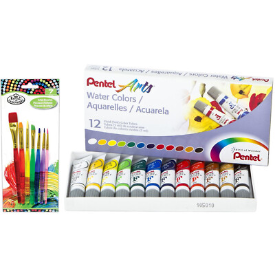 Pentel Watercolor Paints 5ml 12/Pkg + Brush Set