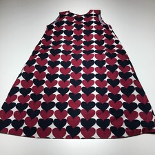 Marimekko Uniqlo Kids Dress 11-12 Heart Print Sleeveless Shift Elastic Neckline